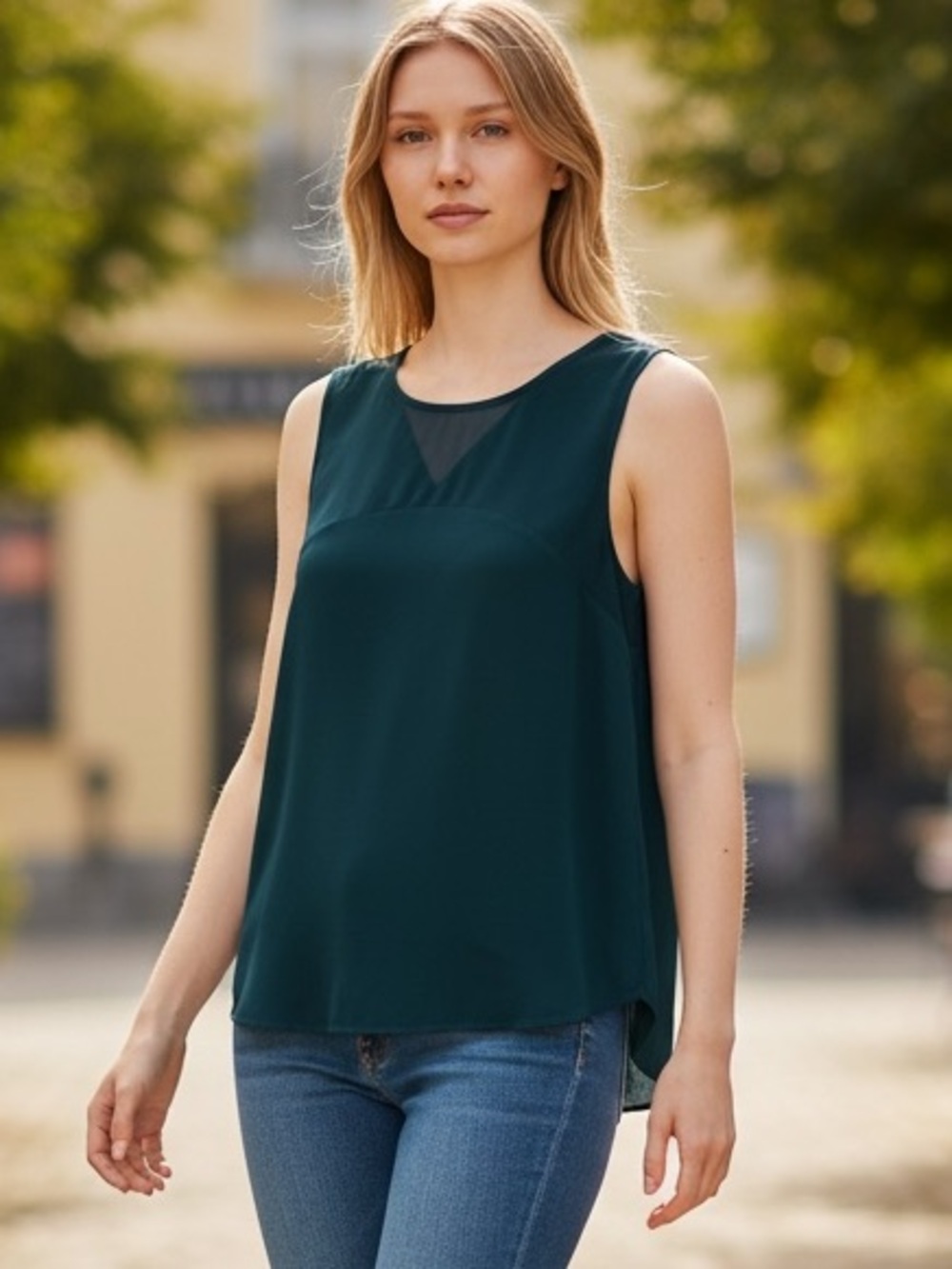 RACHEL Rachel Roy Dark Teal Sleeveless Shell Top